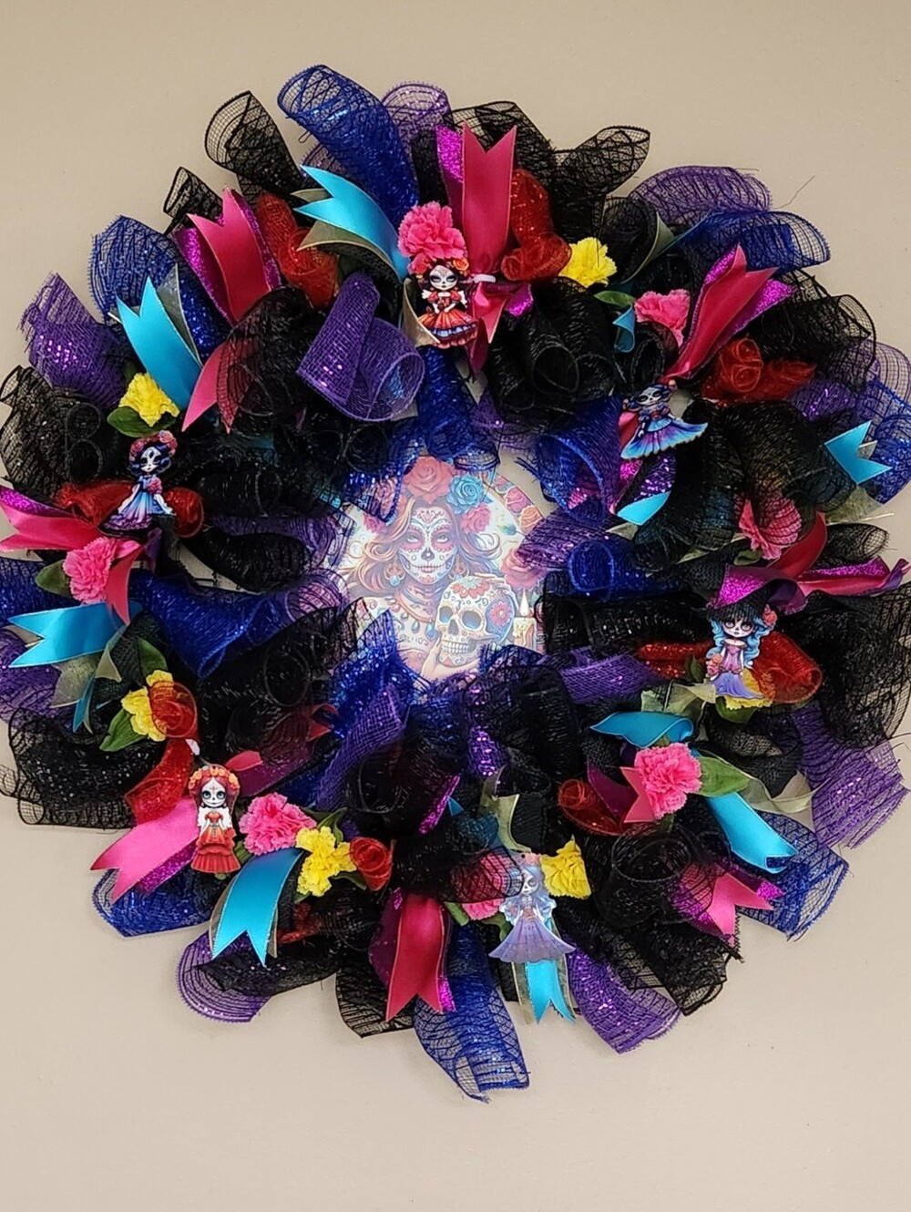 Day Of The Dead Deco Mesh Wreath